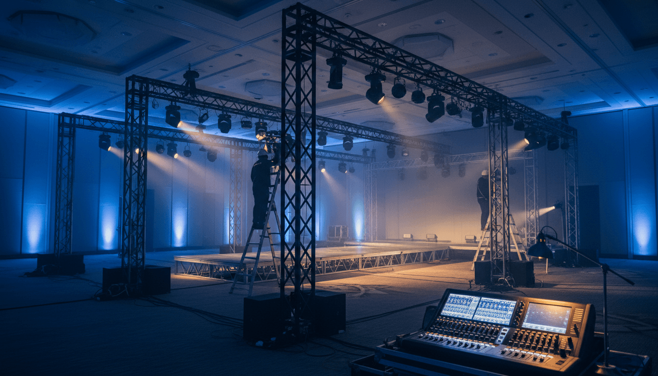 Full AVL production setup for a corporate gala ballroom